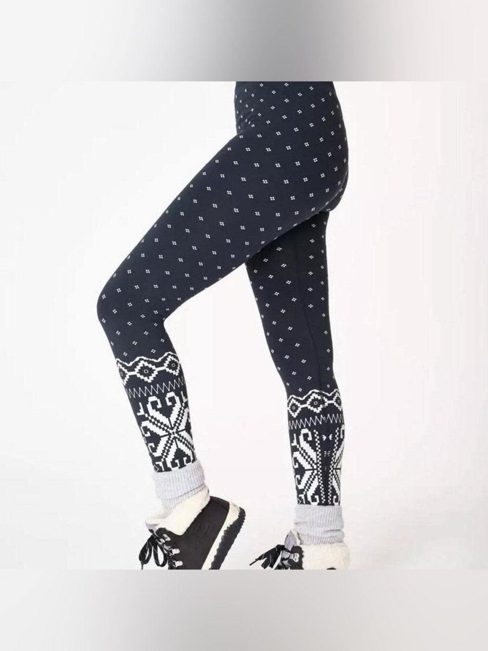 Sweaty Betty Navy Base layer Fair Isle Leggings Size Medium